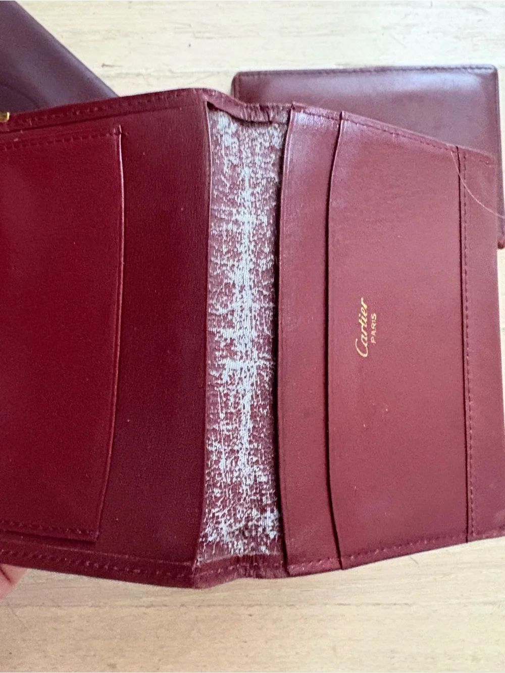 Cartier Burgundy Leather Travel Card Holder Wallet Set of 3